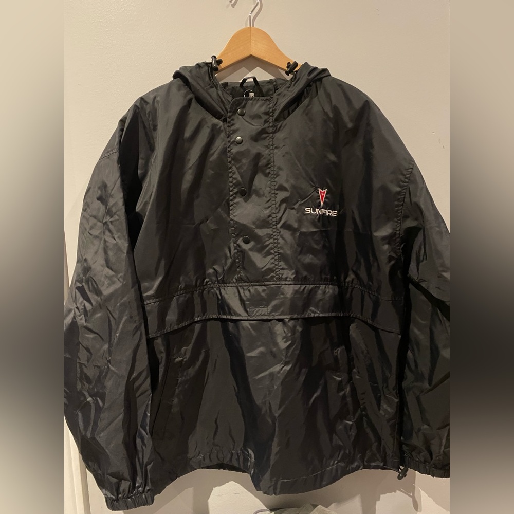 Vintage GM General Motors Pontiac Sunfire 1/2 Snap Zip Pullover Hooded Jacket